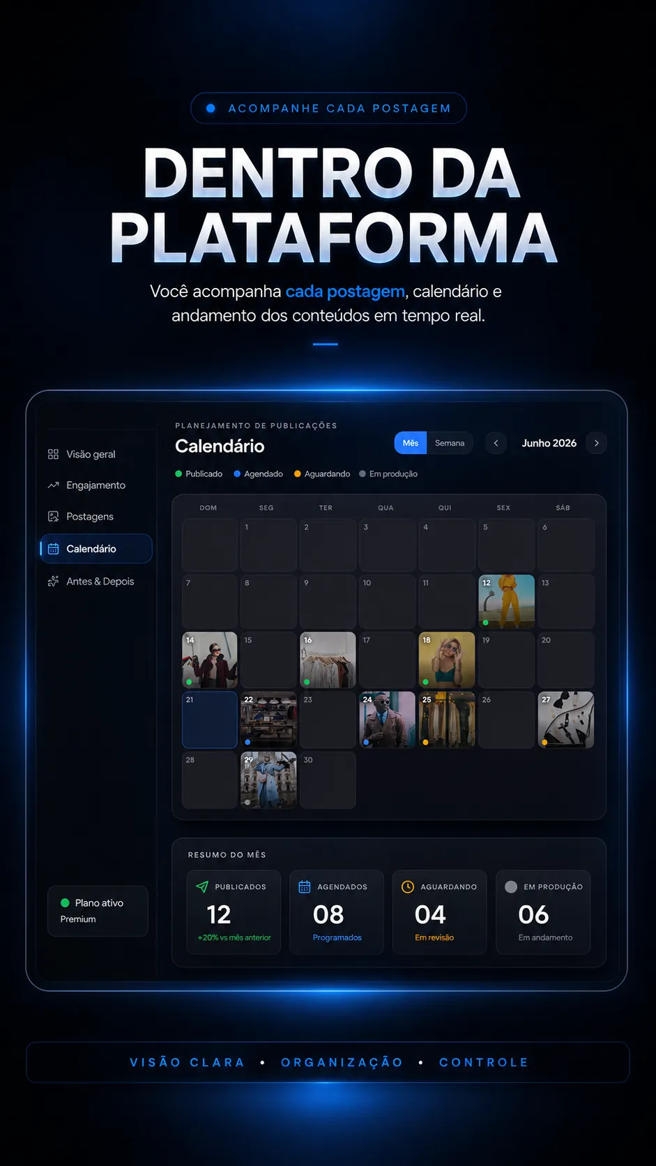 Calendário de publicações da plataforma